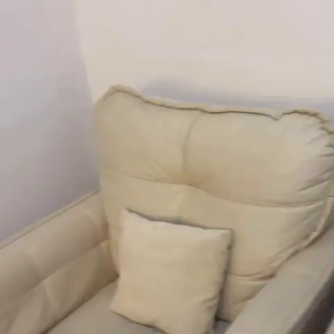 Poltrona bege limpa e com a cor renovada
